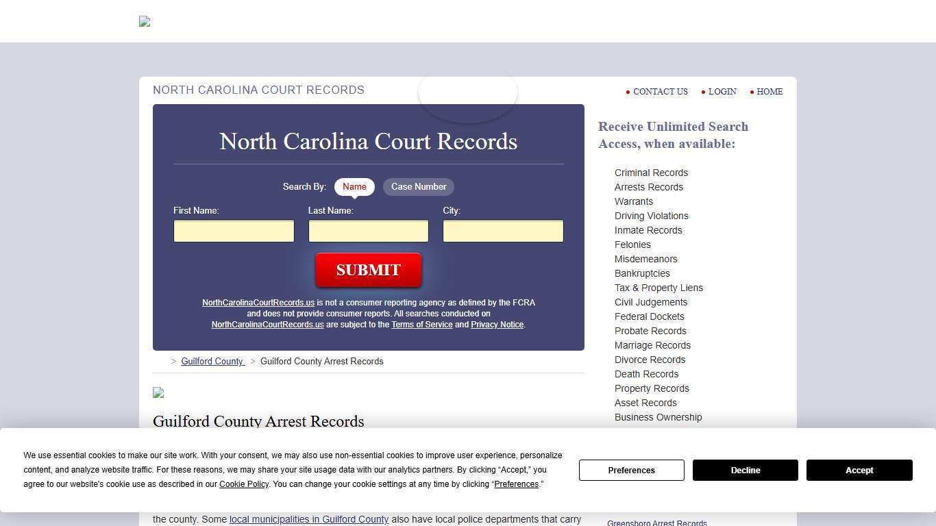 Guilford County Arrest Records | NorthCarolinaCourtRecords.us