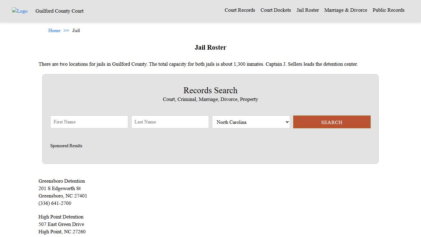 Jail Roster | Guilford County Court